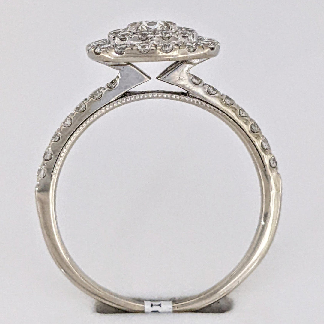14K WHITE 1.07 CARAT TOTAL WEIGHT SI2-I1 I DIAMOND ROUND (45) DOUBLE HALO ESTATE RING 3.0 GRAMS