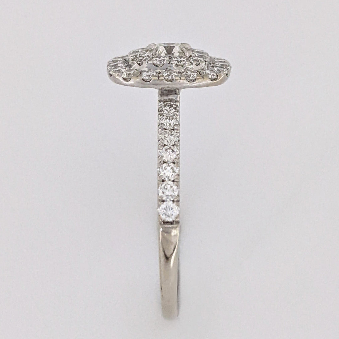 14K WHITE 1.07 CARAT TOTAL WEIGHT SI2-I1 I DIAMOND ROUND (45) DOUBLE HALO ESTATE RING 3.0 GRAMS