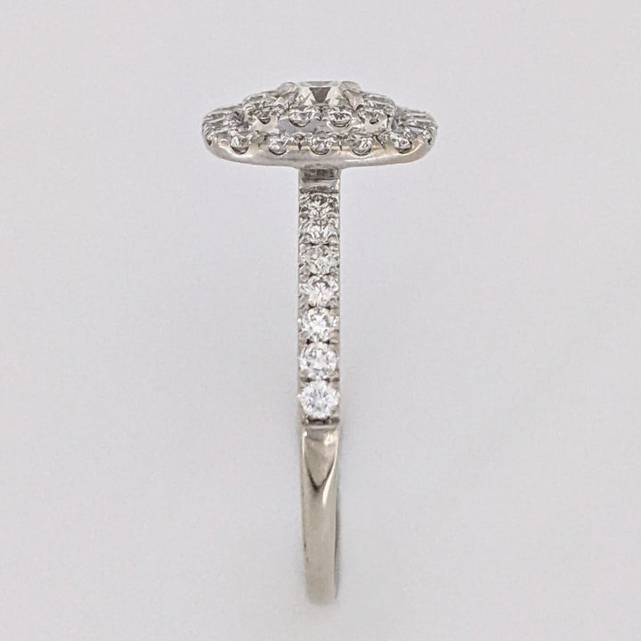14K WHITE 1.07 CARAT TOTAL WEIGHT SI2-I1 I DIAMOND ROUND (45) DOUBLE HALO ESTATE RING 3.0 GRAMS