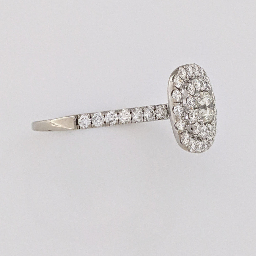 14K WHITE 1.07 CARAT TOTAL WEIGHT SI2-I1 I DIAMOND ROUND (45) DOUBLE HALO ESTATE RING 3.0 GRAMS