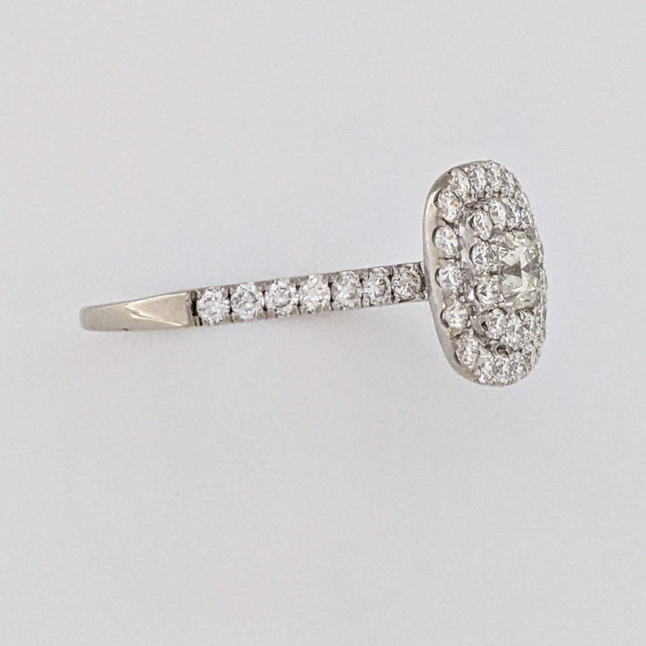 14K WHITE 1.07 CARAT TOTAL WEIGHT SI2-I1 I DIAMOND ROUND (45) DOUBLE HALO ESTATE RING 3.0 GRAMS