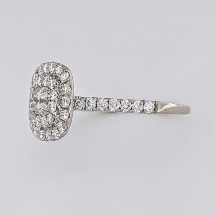 14K WHITE 1.07 CARAT TOTAL WEIGHT SI2-I1 I DIAMOND ROUND (45) DOUBLE HALO ESTATE RING 3.0 GRAMS