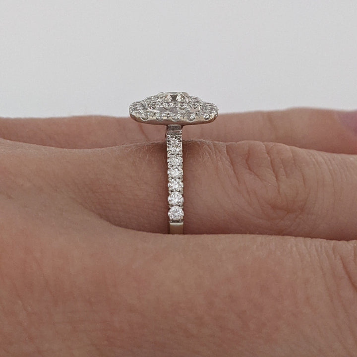 14K WHITE 1.07 CARAT TOTAL WEIGHT SI2-I1 I DIAMOND ROUND (45) DOUBLE HALO ESTATE RING 3.0 GRAMS