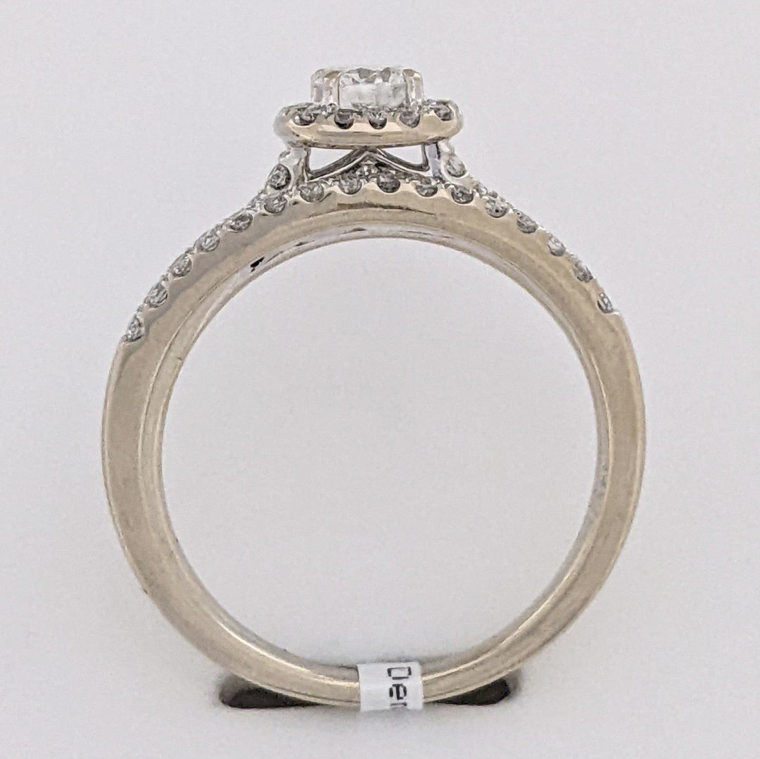 14K WHITE .48 CARAT TOTAL WEIGHT I1 G DIAMOND ROUND (31) ESTATE HALO RING/BAND SET 3.7 GRAMS