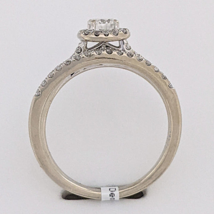 14K WHITE .48 CARAT TOTAL WEIGHT I1 G DIAMOND ROUND (31) ESTATE HALO RING/BAND SET 3.7 GRAMS