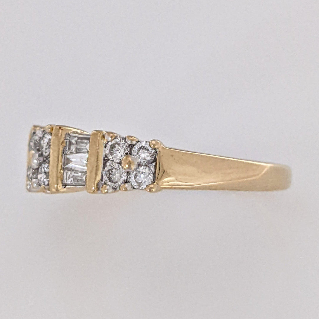 14K .54 CARAT TOTAL WEIGHT SI2 I DIAMOND ROUND (12) BAGUETTE (6) ESTATE BAND 2.8 GRAMS