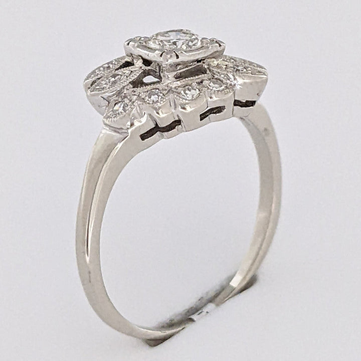 14K WHITE .42 CARAT TOTAL WEIGHT VS1 I DIAMOND ROUND (13) VINTAGE ESTATE RING 3.2 GRAMS