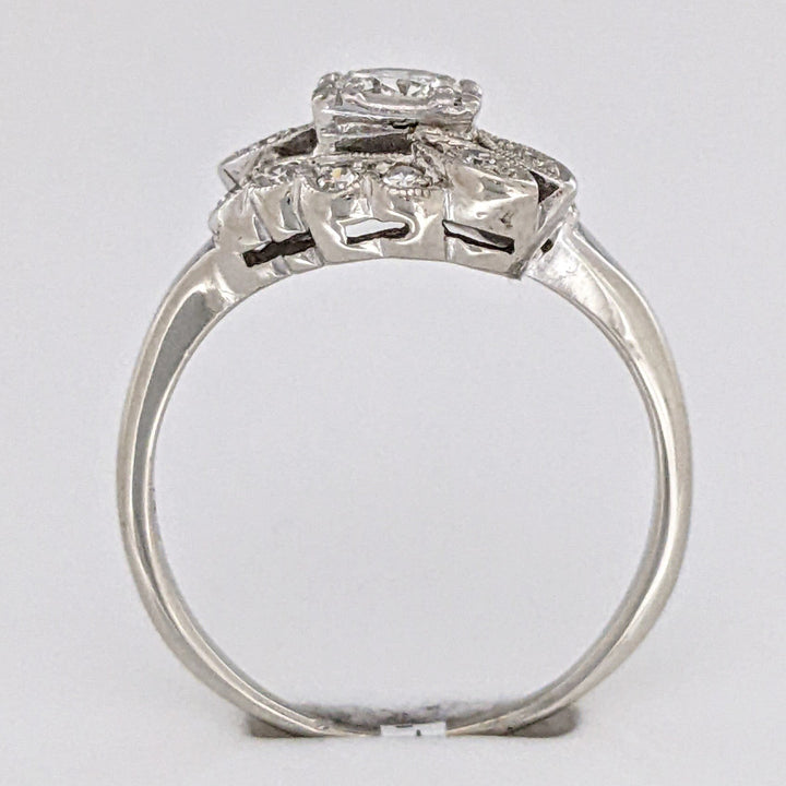 14K WHITE .42 CARAT TOTAL WEIGHT VS1 I DIAMOND ROUND (13) VINTAGE ESTATE RING 3.2 GRAMS