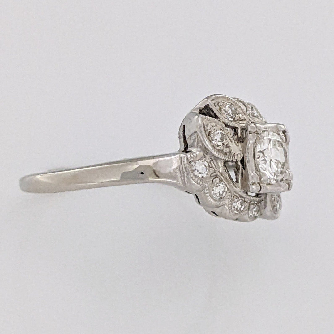 14K WHITE .42 CARAT TOTAL WEIGHT VS1 I DIAMOND ROUND (13) VINTAGE ESTATE RING 3.2 GRAMS