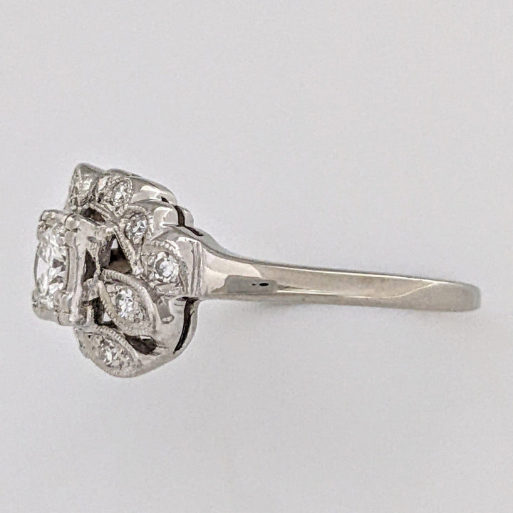 14K WHITE .42 CARAT TOTAL WEIGHT VS1 I DIAMOND ROUND (13) VINTAGE ESTATE RING 3.2 GRAMS