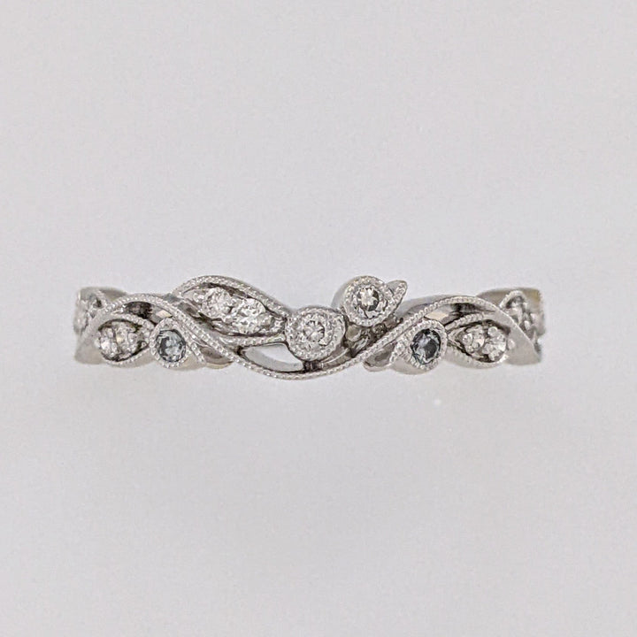 14K WHITE .16 CARAT TOTAL WEIGHT SI1 J DIAMOND ROUND (16) FANCY ESTATE BAND 2.5 GRAMS