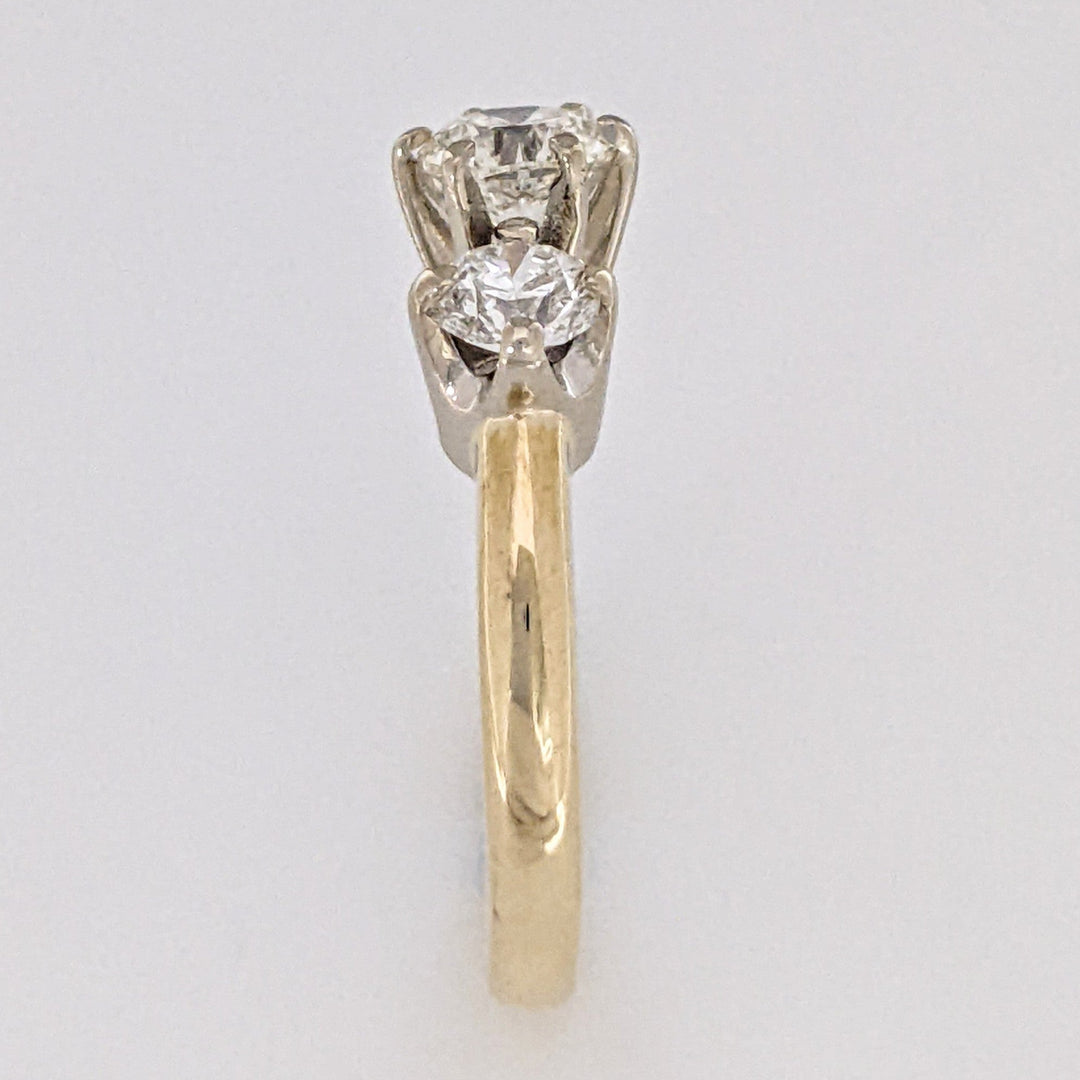 14K .93 CARAT TOTAL WEIGHT SI1 K DIAMOND ROUND (3) ESTATE TRINITY RING 3.4 GRAMS