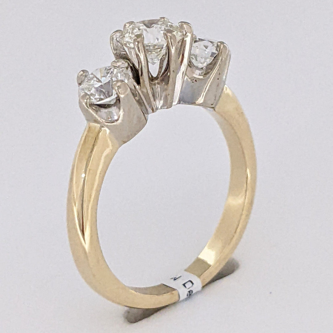 14K .93 CARAT TOTAL WEIGHT SI1 K DIAMOND ROUND (3) ESTATE TRINITY RING 3.4 GRAMS