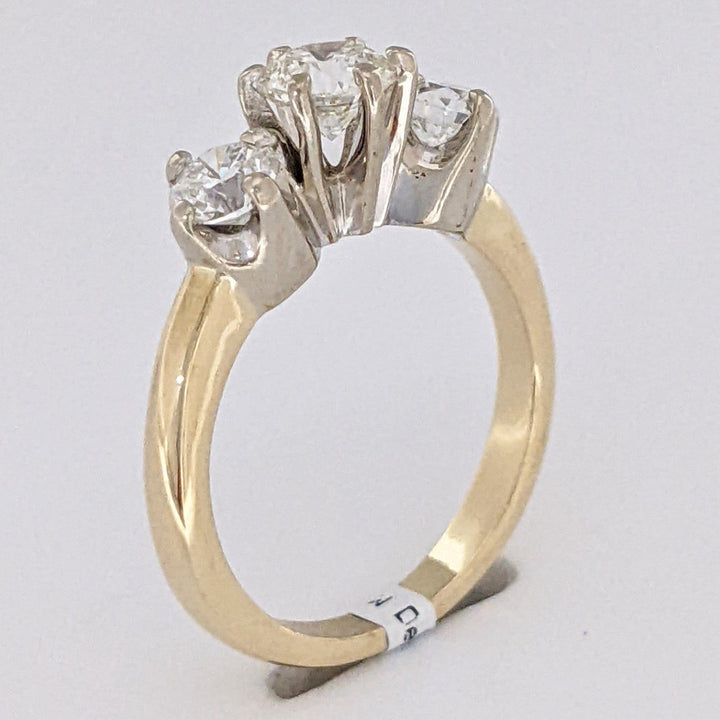 14K .93 CARAT TOTAL WEIGHT SI1 K DIAMOND ROUND (3) ESTATE TRINITY RING 3.4 GRAMS