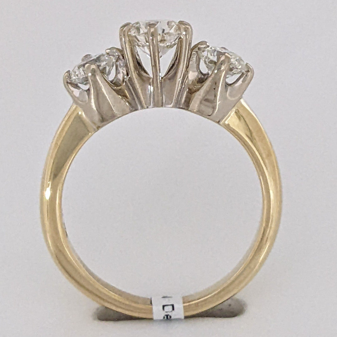 14K .93 CARAT TOTAL WEIGHT SI1 K DIAMOND ROUND (3) ESTATE TRINITY RING 3.4 GRAMS