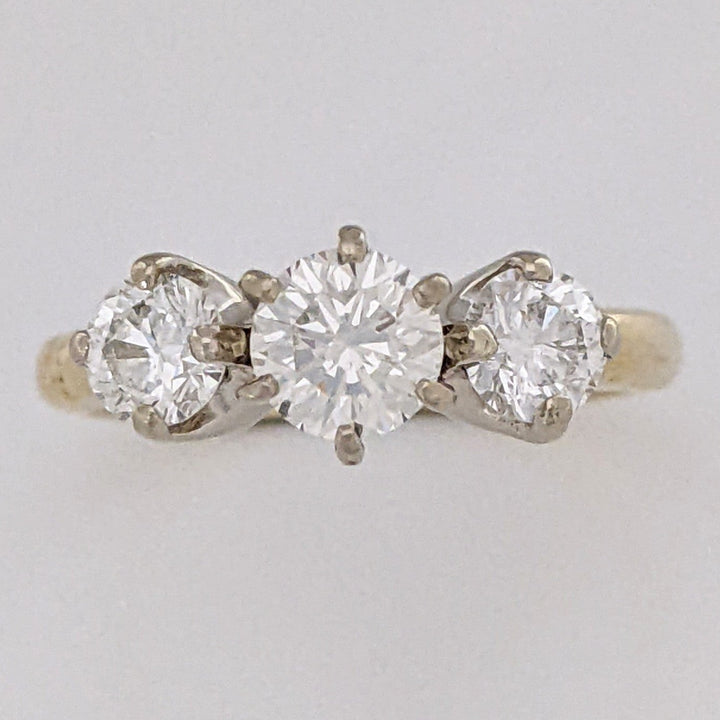 14K .93 CARAT TOTAL WEIGHT SI1 K DIAMOND ROUND (3) ESTATE TRINITY RING 3.4 GRAMS