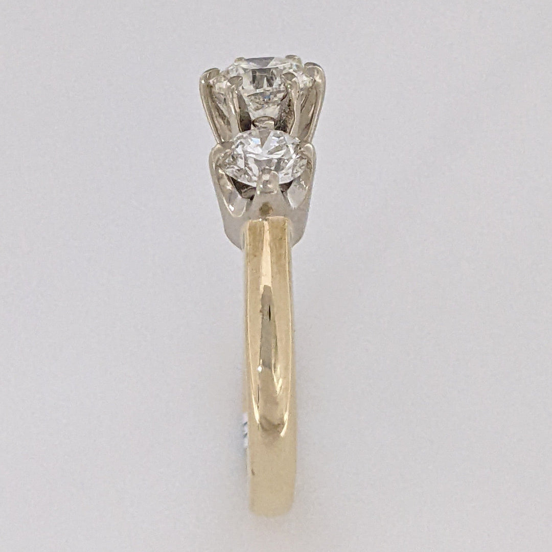 14K .93 CARAT TOTAL WEIGHT SI1 K DIAMOND ROUND (3) ESTATE TRINITY RING 3.4 GRAMS