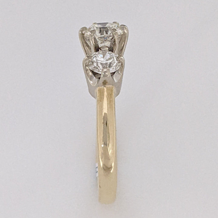 14K .93 CARAT TOTAL WEIGHT SI1 K DIAMOND ROUND (3) ESTATE TRINITY RING 3.4 GRAMS