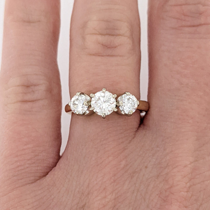 14K .93 CARAT TOTAL WEIGHT SI1 K DIAMOND ROUND (3) ESTATE TRINITY RING 3.4 GRAMS