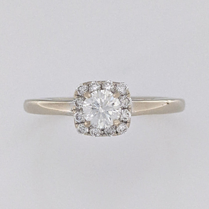 18K WHITE .50 CARAT TOTAL WEIGHT SI1 H DIAMOND ROUND (13) ESTATE HALO RING 3.0 GRAMS