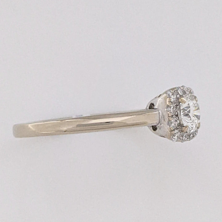 18K WHITE .50 CARAT TOTAL WEIGHT SI1 H DIAMOND ROUND (13) ESTATE HALO RING 3.0 GRAMS