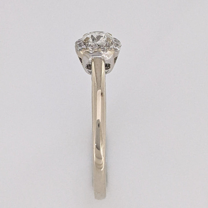 18K WHITE .50 CARAT TOTAL WEIGHT SI1 H DIAMOND ROUND (13) ESTATE HALO RING 3.0 GRAMS