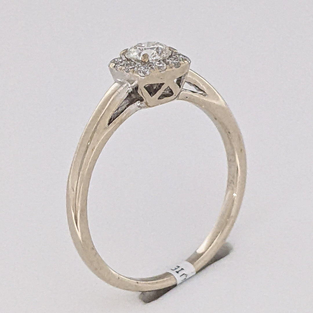 18K WHITE .50 CARAT TOTAL WEIGHT SI1 H DIAMOND ROUND (13) ESTATE HALO RING 3.0 GRAMS