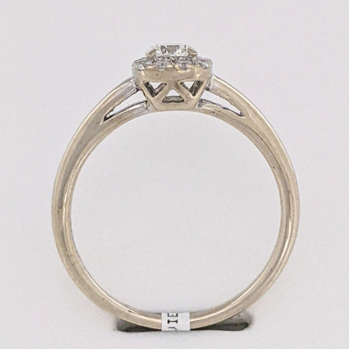 18K WHITE .50 CARAT TOTAL WEIGHT SI1 H DIAMOND ROUND (13) ESTATE HALO RING 3.0 GRAMS