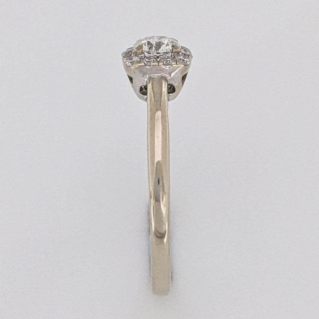 18K WHITE .50 CARAT TOTAL WEIGHT SI1 H DIAMOND ROUND (13) ESTATE HALO RING 3.0 GRAMS