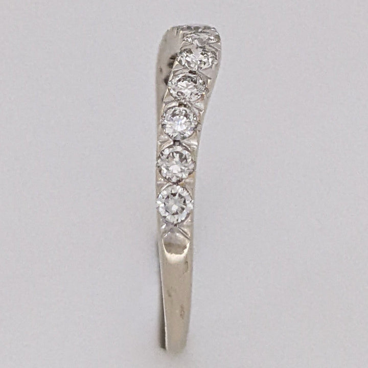 14K WHITE .40 CARAT TOTAL WEIGHT SI1 H DIAMOND ROUND (11) ESTATE CURVED BAND 1.9 GRAMS