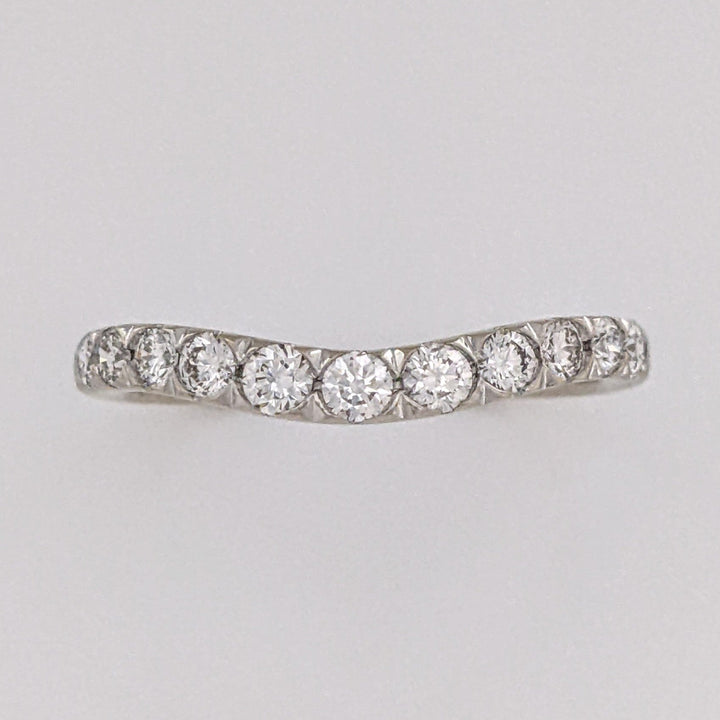 14K WHITE .40 CARAT TOTAL WEIGHT SI1 H DIAMOND ROUND (11) ESTATE CURVED BAND 1.9 GRAMS