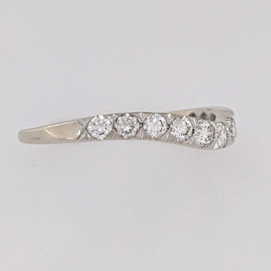 14K WHITE .40 CARAT TOTAL WEIGHT SI1 H DIAMOND ROUND (11) ESTATE CURVED BAND 1.9 GRAMS