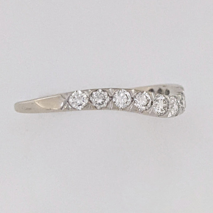 14K WHITE .40 CARAT TOTAL WEIGHT SI1 H DIAMOND ROUND (11) ESTATE CURVED BAND 1.9 GRAMS