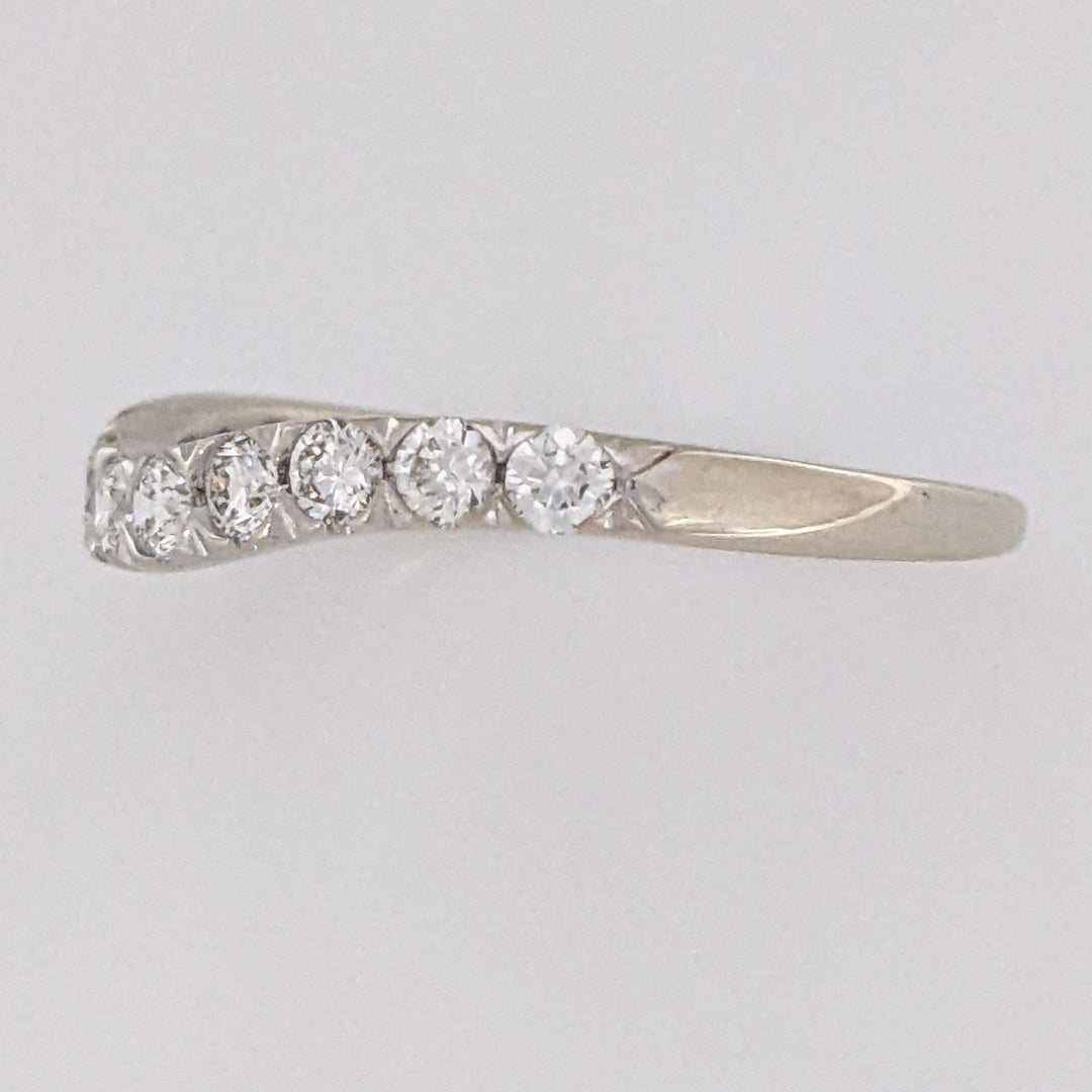 14K WHITE .40 CARAT TOTAL WEIGHT SI1 H DIAMOND ROUND (11) ESTATE CURVED BAND 1.9 GRAMS