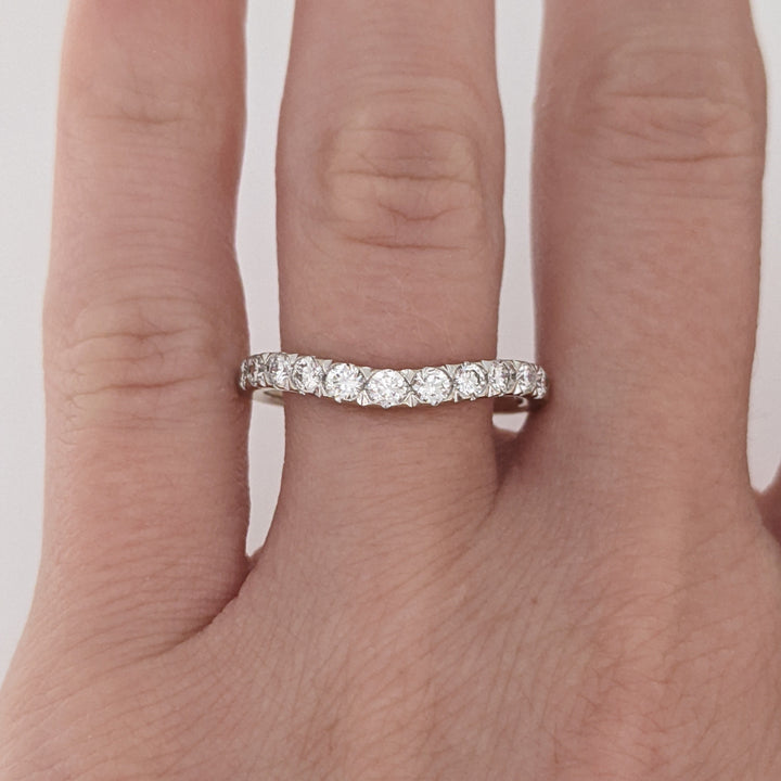14K WHITE .40 CARAT TOTAL WEIGHT SI1 H DIAMOND ROUND (11) ESTATE CURVED BAND 1.9 GRAMS