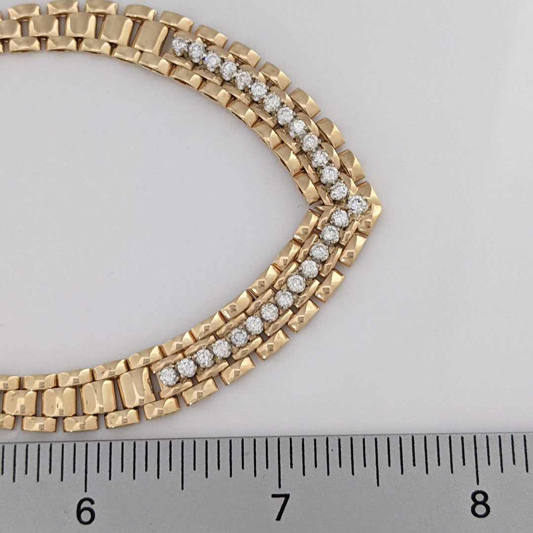 14K 1.10 CARAT TOTAL WEIGHT SI2 G DIAMOND ROUND (27) LINK ESTATE NECKLACE 31.0 GRAMS