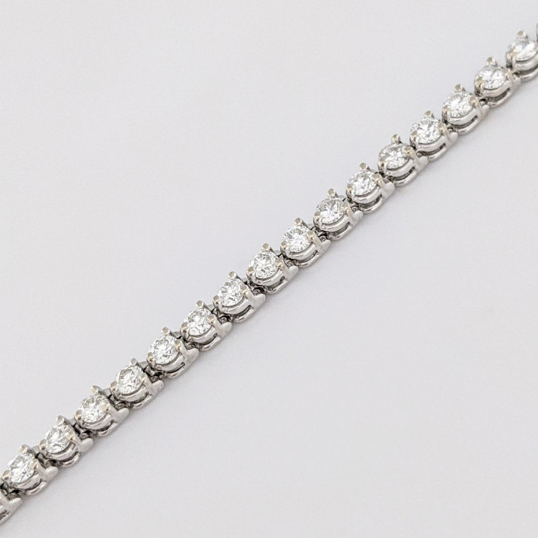 14K WHITE 3.05 CARAT TOTAL WEIGHT SI1 H DIAMOND ROUND (47) ESTATE TENNIS BRACELET 10.1 GRAMS