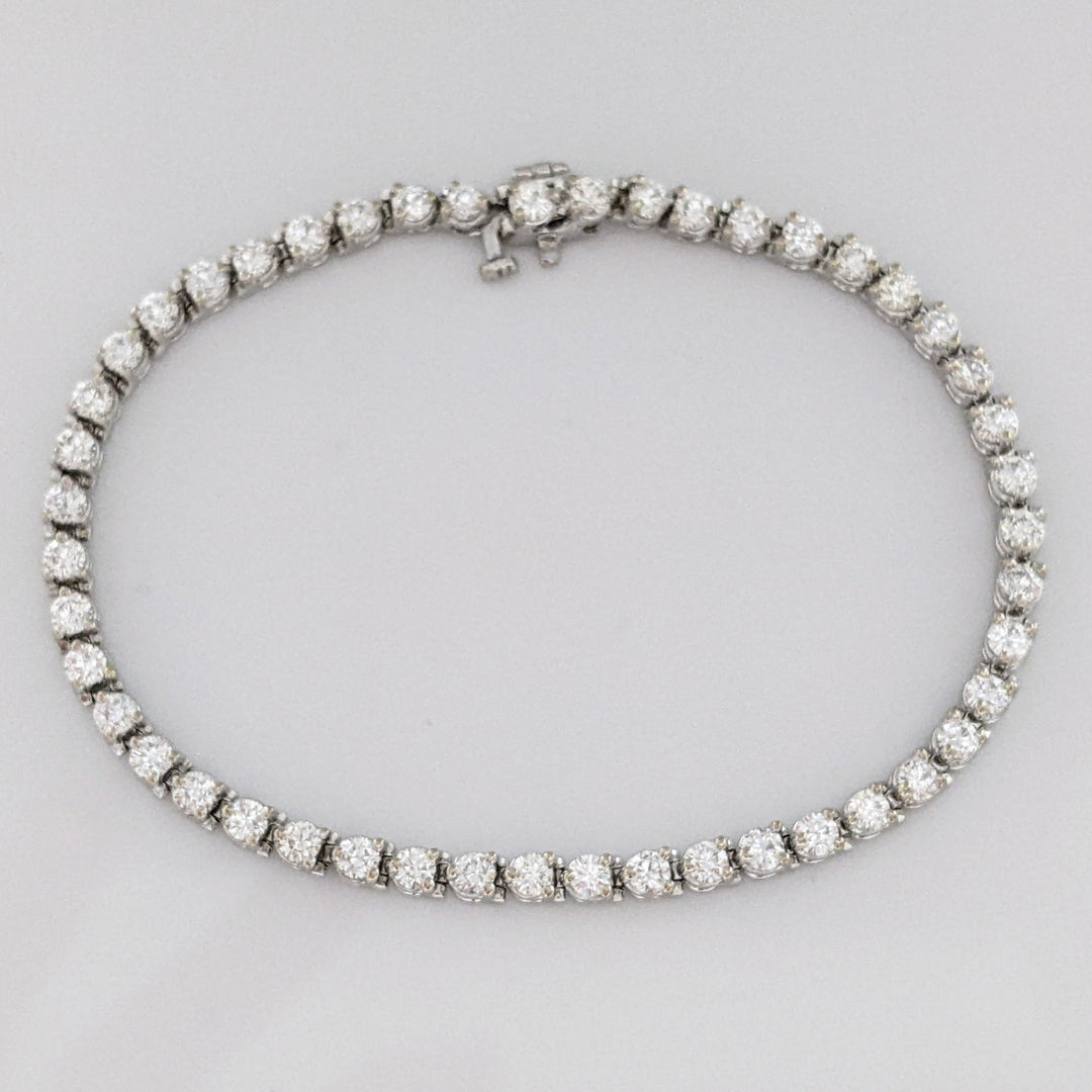 14K WHITE 3.05 CARAT TOTAL WEIGHT SI1 H DIAMOND ROUND (47) ESTATE TENNIS BRACELET 10.1 GRAMS