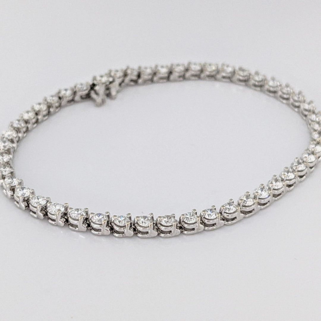 14K WHITE 3.05 CARAT TOTAL WEIGHT SI1 H DIAMOND ROUND (47) ESTATE TENNIS BRACELET 10.1 GRAMS