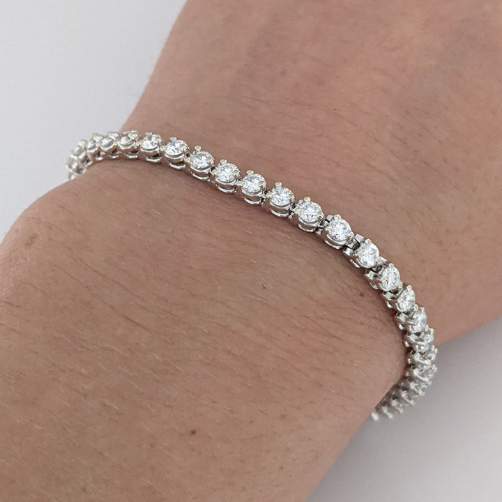 14K WHITE 3.05 CARAT TOTAL WEIGHT SI1 H DIAMOND ROUND (47) ESTATE TENNIS BRACELET 10.1 GRAMS