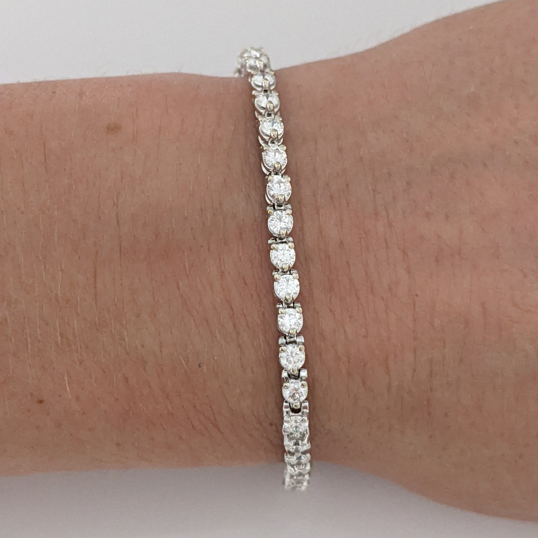 14K WHITE 3.05 CARAT TOTAL WEIGHT SI1 H DIAMOND ROUND (47) ESTATE TENNIS BRACELET 10.1 GRAMS