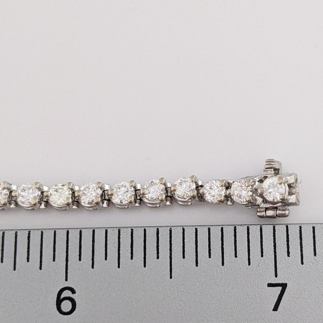 14K WHITE 3.05 CARAT TOTAL WEIGHT SI1 H DIAMOND ROUND (47) ESTATE TENNIS BRACELET 10.1 GRAMS