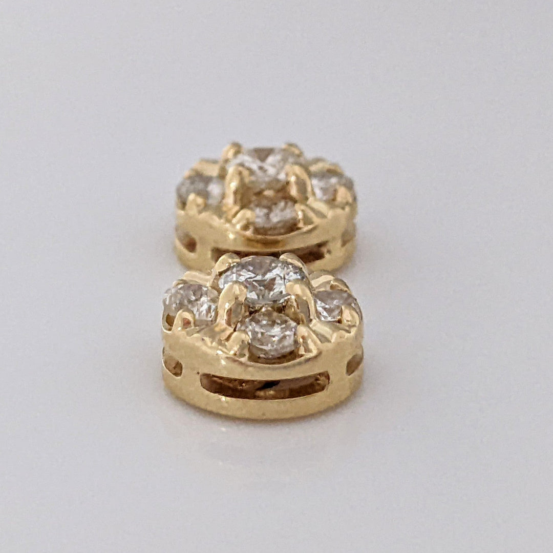 14K .78 CARAT TOTAL WEIGHT I2 J DIAMOND ROUND (10) CLUSTER STUD ESTATE EARRINGS 3.1 GRAMS