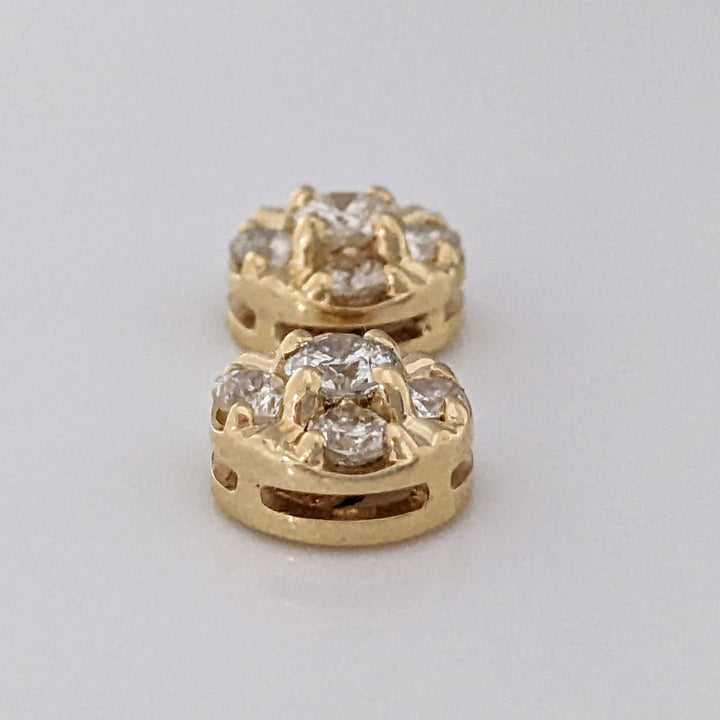 14K .78 CARAT TOTAL WEIGHT I2 J DIAMOND ROUND (10) CLUSTER STUD ESTATE EARRINGS 3.1 GRAMS