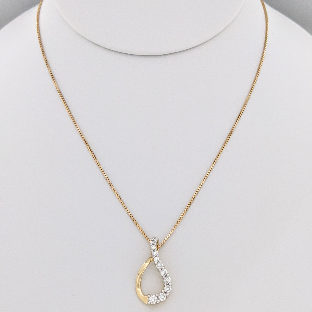 14K .30 CARAT TOTAL WEIGHT I1 I DIAMOND ROUND (11) TWIST ESTATE PENDANT & CHAIN 1.7 GRAMS