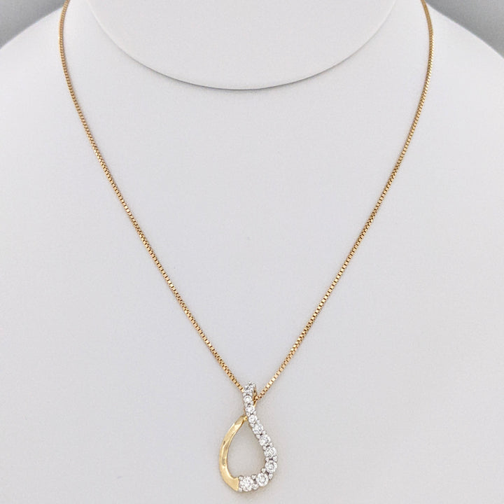 14K .30 CARAT TOTAL WEIGHT I1 I DIAMOND ROUND (11) TWIST ESTATE PENDANT & CHAIN 1.7 GRAMS