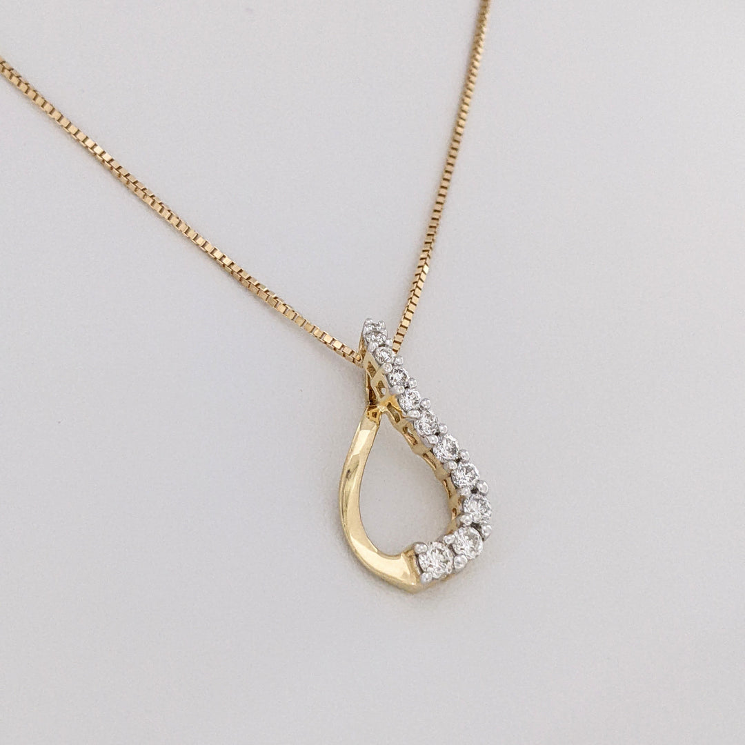 14K .30 CARAT TOTAL WEIGHT I1 I DIAMOND ROUND (11) TWIST ESTATE PENDANT & CHAIN 1.7 GRAMS