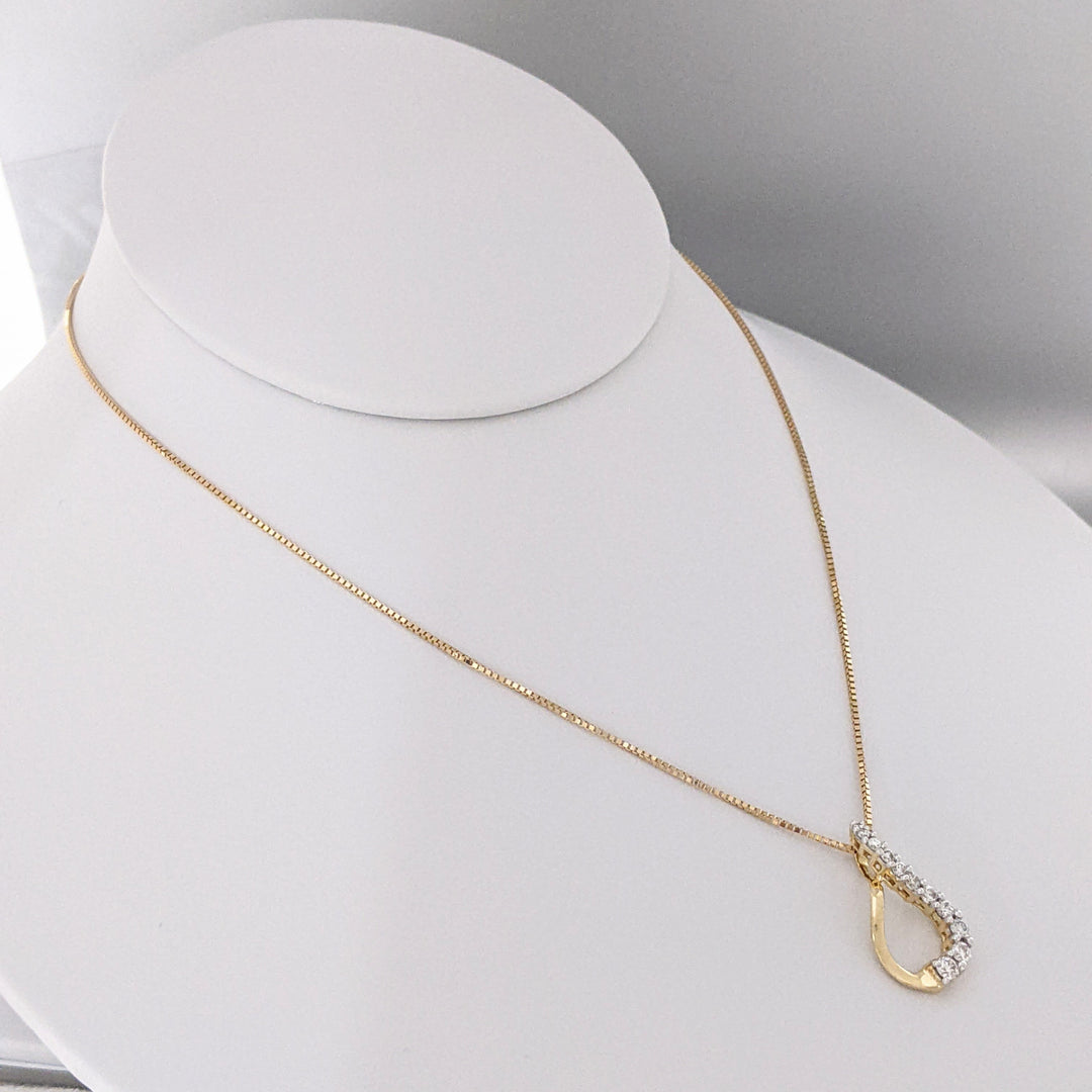 14K .30 CARAT TOTAL WEIGHT I1 I DIAMOND ROUND (11) TWIST ESTATE PENDANT & CHAIN 1.7 GRAMS