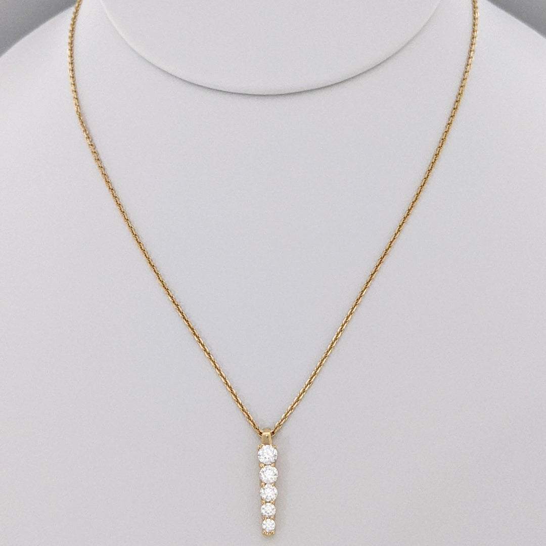 14K .47 CARAT TOTAL WEIGHT VS2 K DIAMOND ROUND (5) DROP ESTATE PENDANT & CHAIN 3.6 GRAMS