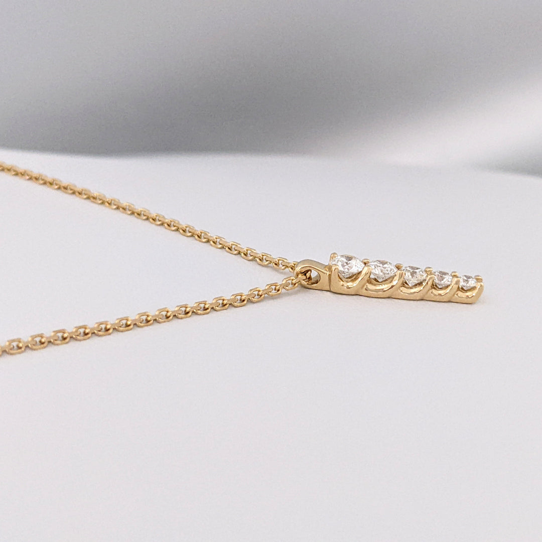 14K .47 CARAT TOTAL WEIGHT VS2 K DIAMOND ROUND (5) DROP ESTATE PENDANT & CHAIN 3.6 GRAMS